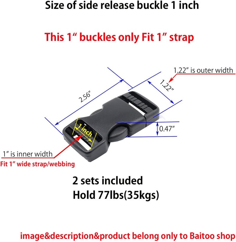 Baitoo Side Release Buckles Heavy Duty Plastic Buckle Snap Clips Clasps Backpack Buckle Replacement for Strap - Image 2